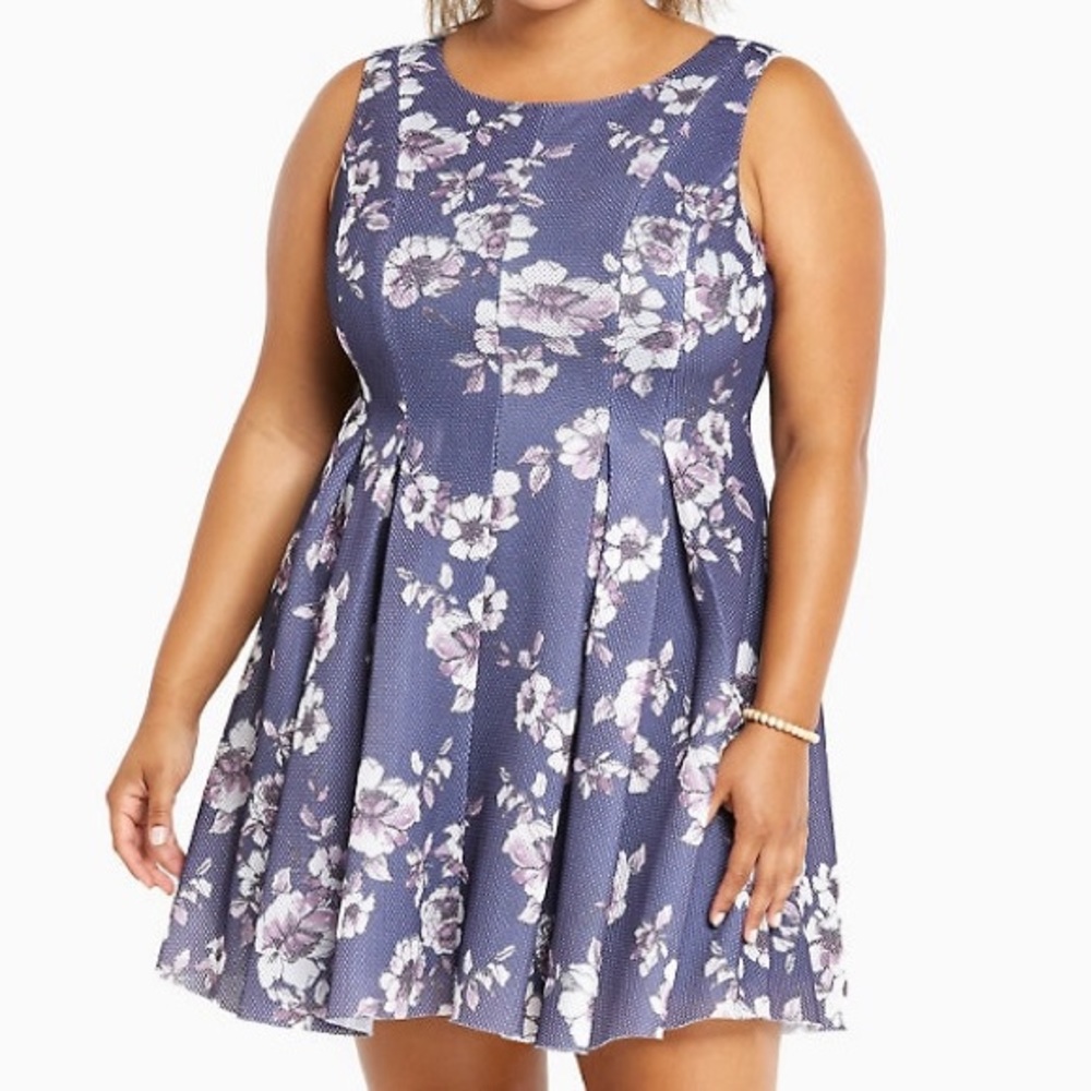 Torrid Blue Floral Mesh Dress